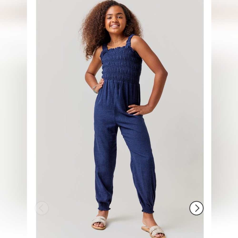 Franki by Francesca's Navy Linen Jumpsuit for Girls Size . Size 8